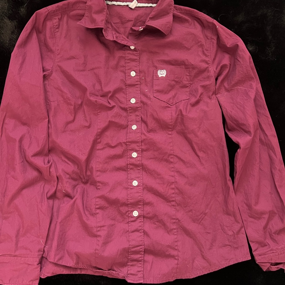 Cinch Plum Button-Front Long Sleeve Shirt